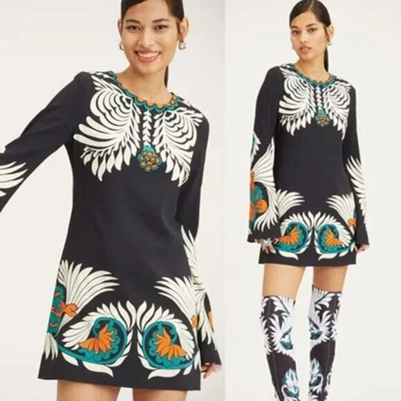 NWT La Double J Mini Supreme Swing Long Fluted Sleeves Dress Black Size: Medium - Picture 1 of 9